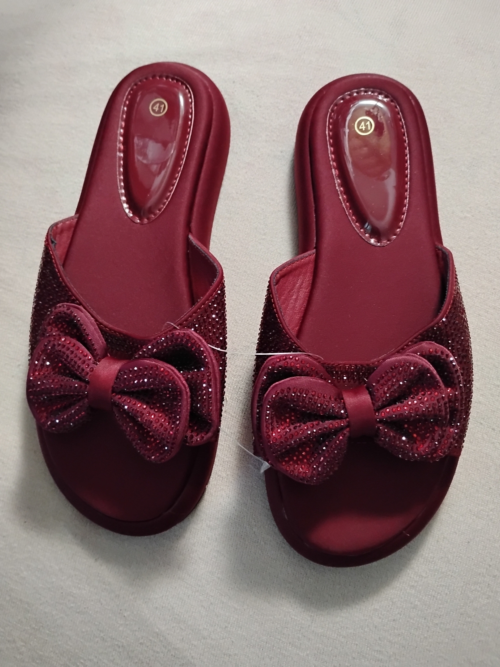 Women’s Burgundy Bow Slide Sandals